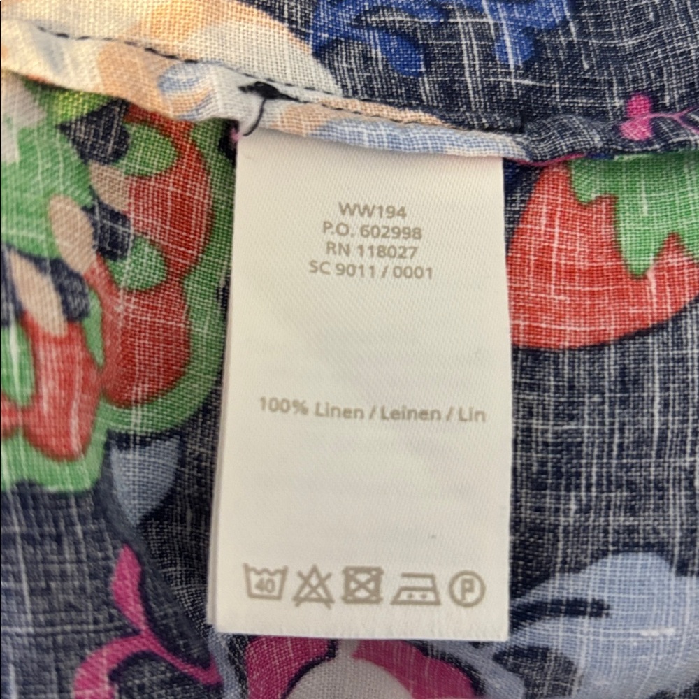 Boden navy blue floral linen shift dress size 14 long - Picture 9 of 10